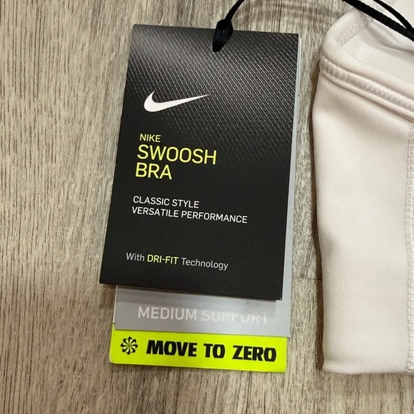 Nike Women's White Sports Bra with Black Swoosh - Picture 3 of 4